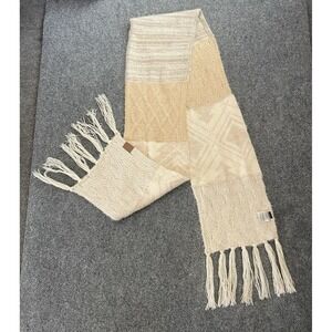 Idyllwind Cozytown USA Scarf Plush Cream Beige Southwestern Print Fringe Scarf